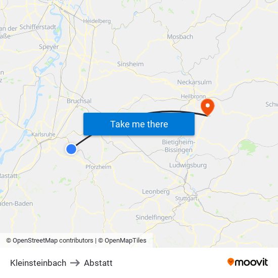 Kleinsteinbach to Abstatt map