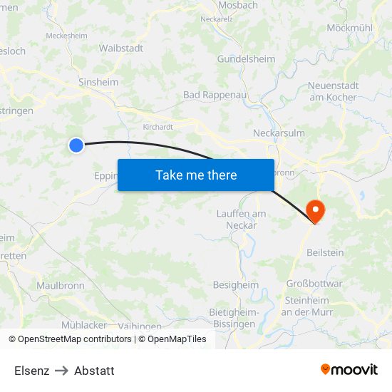 Elsenz to Abstatt map
