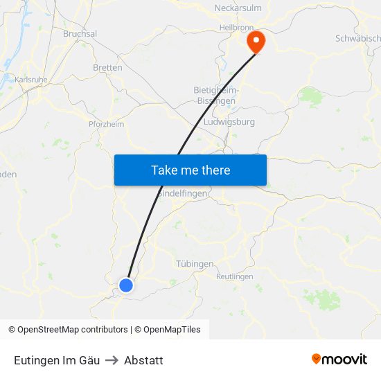 Eutingen Im Gäu to Abstatt map