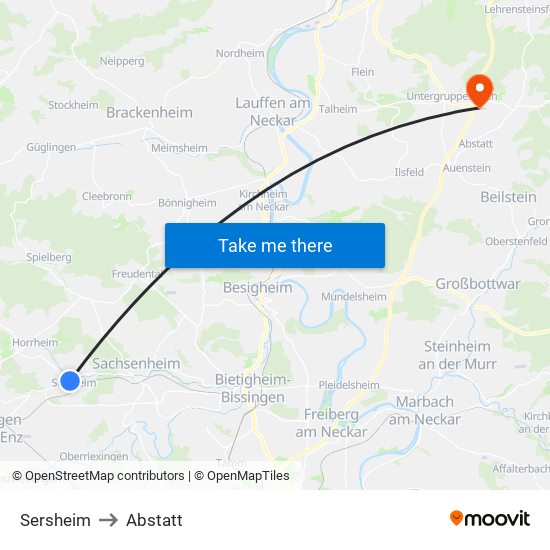 Sersheim to Abstatt map