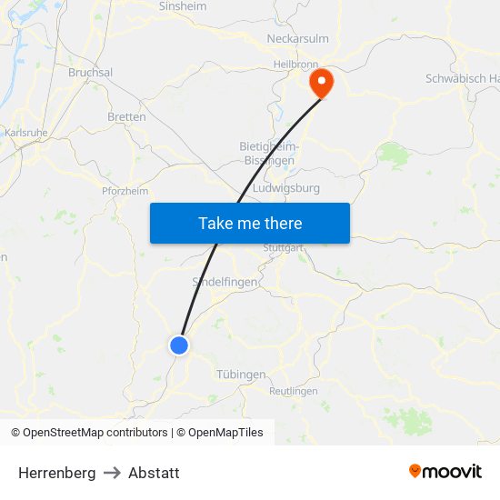 Herrenberg to Abstatt map