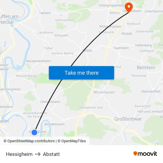 Hessigheim to Abstatt map