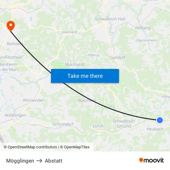 Mögglingen to Abstatt map