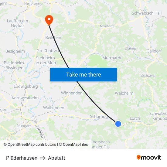 Plüderhausen to Abstatt map