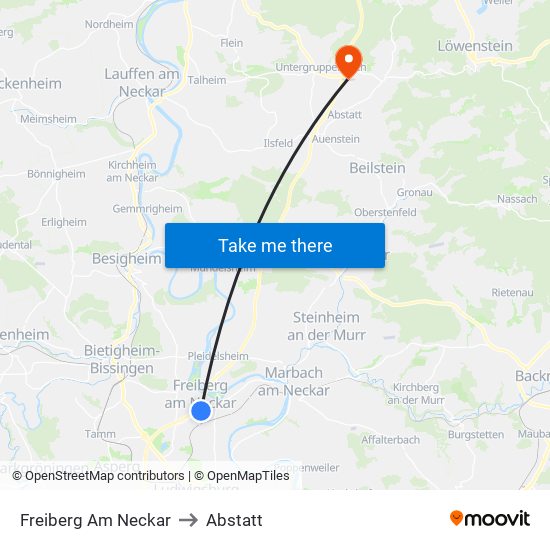 Freiberg Am Neckar to Abstatt map