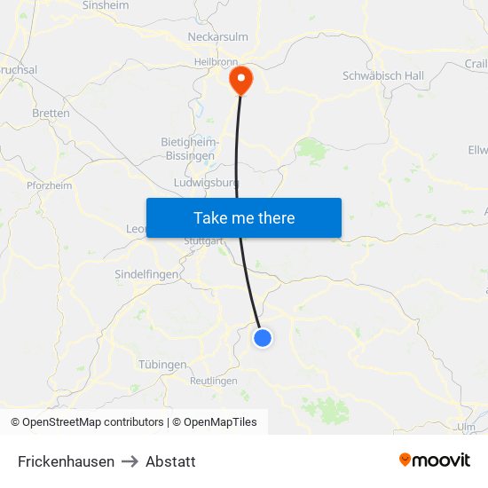 Frickenhausen to Abstatt map