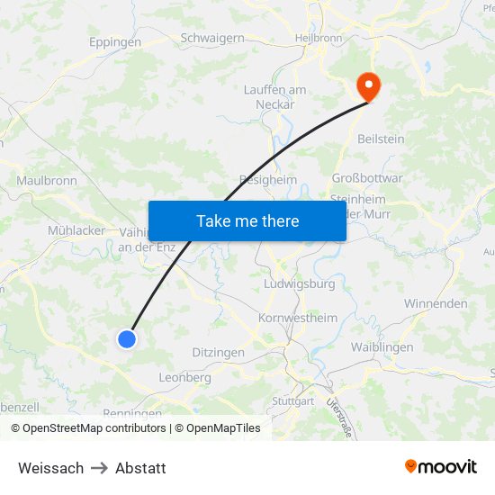 Weissach to Abstatt map