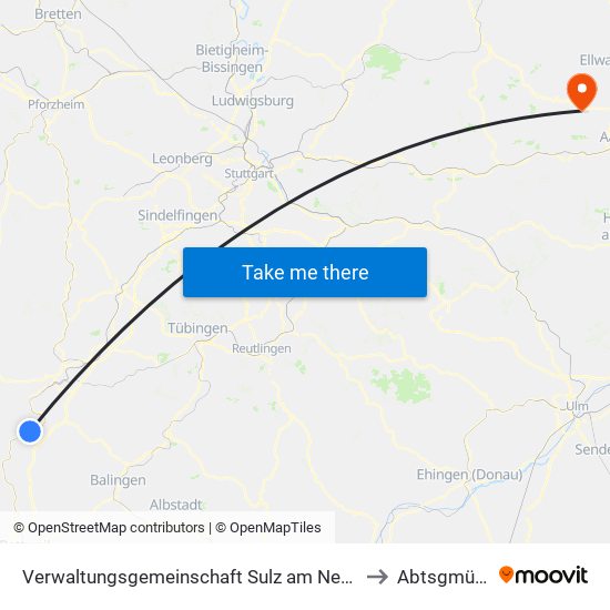 Verwaltungsgemeinschaft Sulz am Neckar to Abtsgmünd map