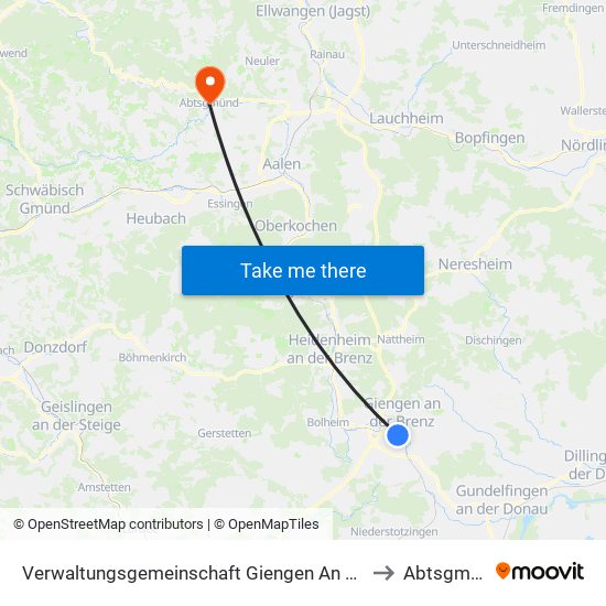 Verwaltungsgemeinschaft Giengen An Der Brenz to Abtsgmünd map