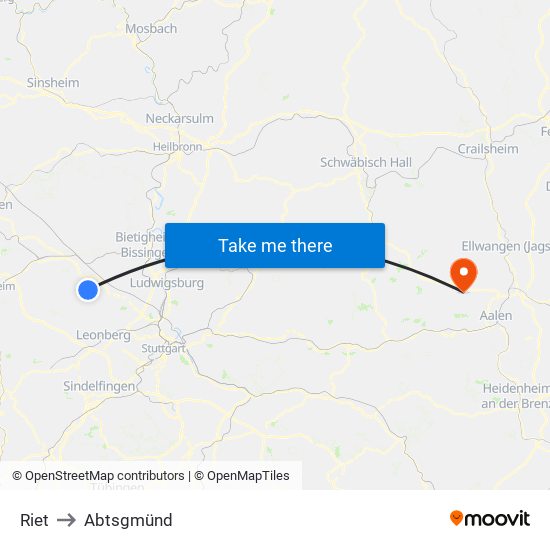 Riet to Abtsgmünd map
