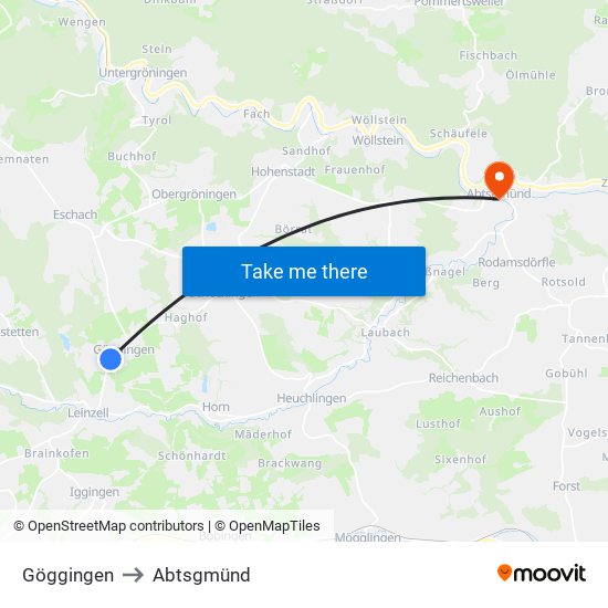 Göggingen to Abtsgmünd map