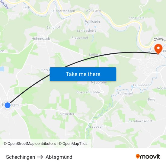 Schechingen to Abtsgmünd map