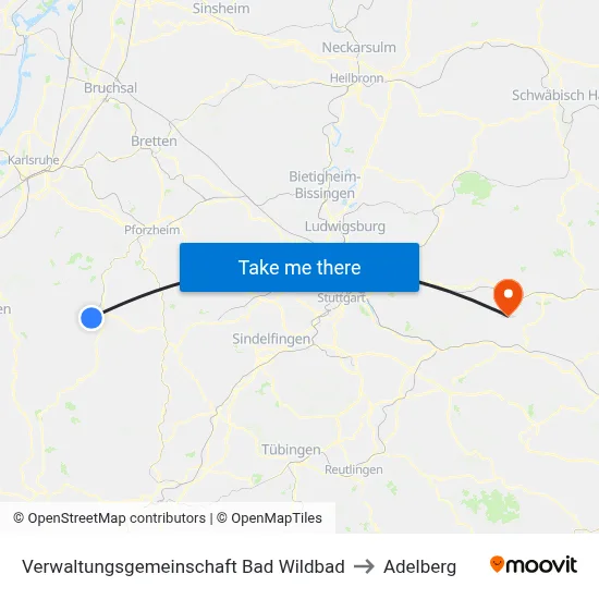 Verwaltungsgemeinschaft Bad Wildbad to Adelberg map