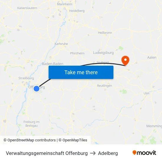 Verwaltungsgemeinschaft Offenburg to Adelberg map