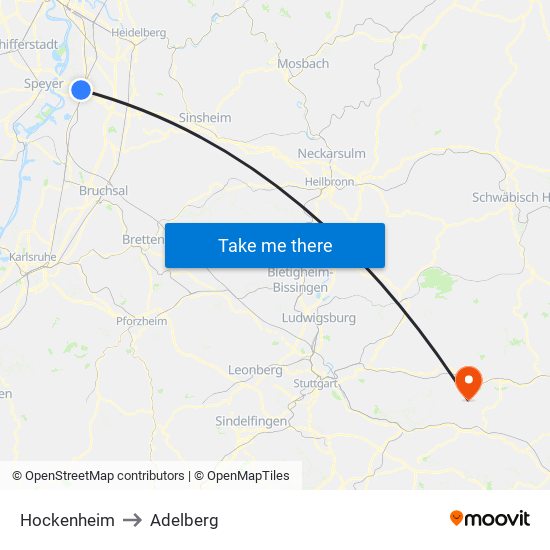 Hockenheim to Adelberg map