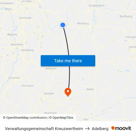 Verwaltungsgemeinschaft Kreuzwertheim to Adelberg map