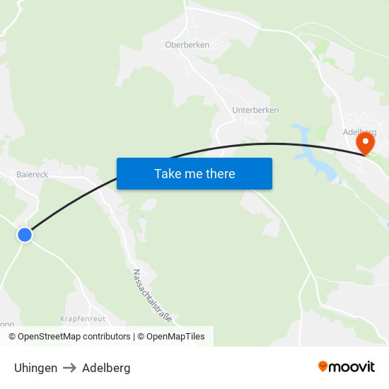 Uhingen to Adelberg map