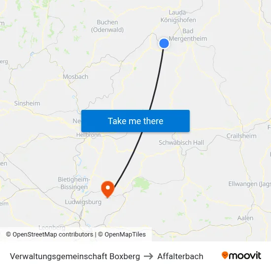 Verwaltungsgemeinschaft Boxberg to Affalterbach map