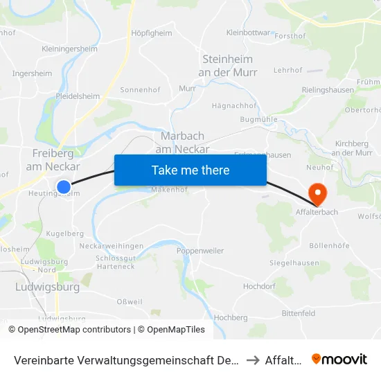 Vereinbarte Verwaltungsgemeinschaft Der Stadt Freiberg am Neckar to Affalterbach map
