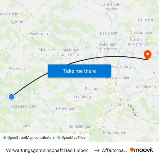 Verwaltungsgemeinschaft Bad Liebenzell to Affalterbach map