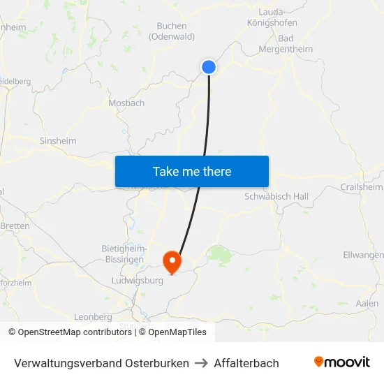 Verwaltungsverband Osterburken to Affalterbach map