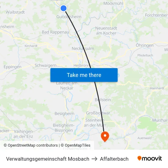 Verwaltungsgemeinschaft Mosbach to Affalterbach map