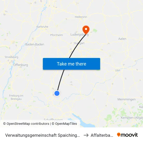 Verwaltungsgemeinschaft Spaichingen to Affalterbach map