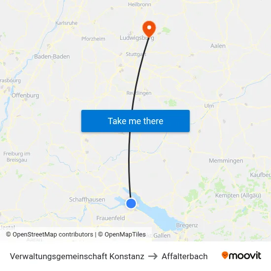 Verwaltungsgemeinschaft Konstanz to Affalterbach map