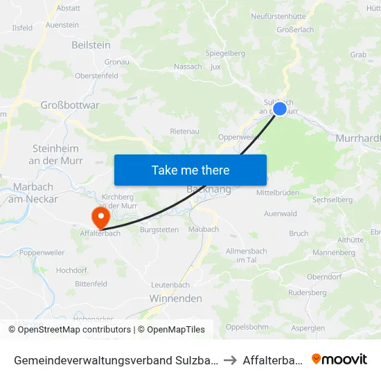 Gemeindeverwaltungsverband Sulzbach to Affalterbach map