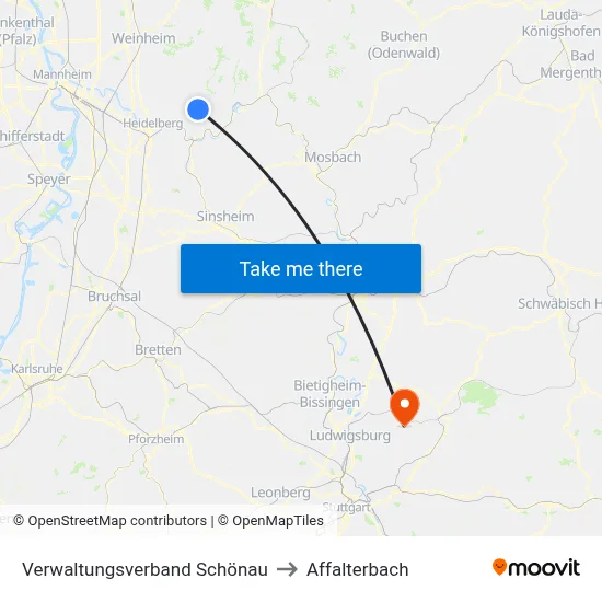 Verwaltungsverband Schönau to Affalterbach map