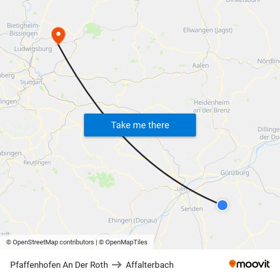 Pfaffenhofen An Der Roth to Affalterbach map