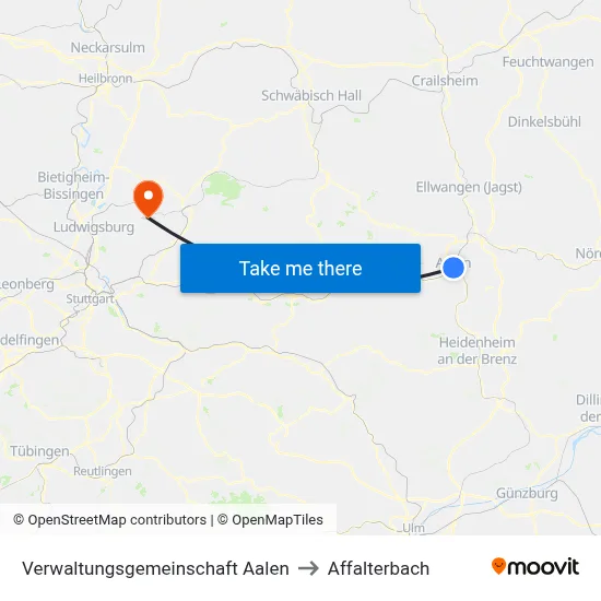 Verwaltungsgemeinschaft Aalen to Affalterbach map