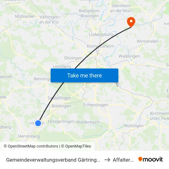 Gemeindeverwaltungsverband Gärtringen/Ehningen to Affalterbach map