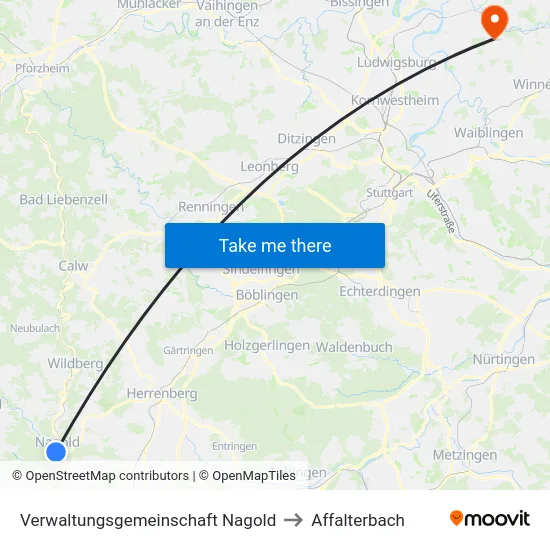 Verwaltungsgemeinschaft Nagold to Affalterbach map