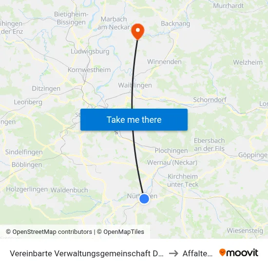 Vereinbarte Verwaltungsgemeinschaft Der Stadt Nürtingen to Affalterbach map