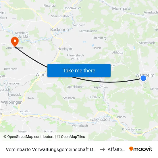 Vereinbarte Verwaltungsgemeinschaft Der Stadt Welzheim to Affalterbach map