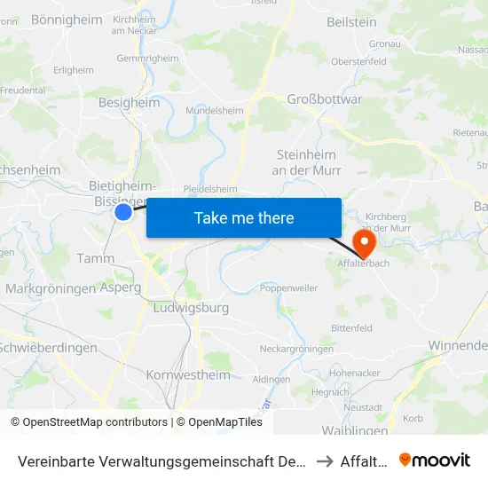 Vereinbarte Verwaltungsgemeinschaft Der Stadt Bietigheim-Bissingen to Affalterbach map