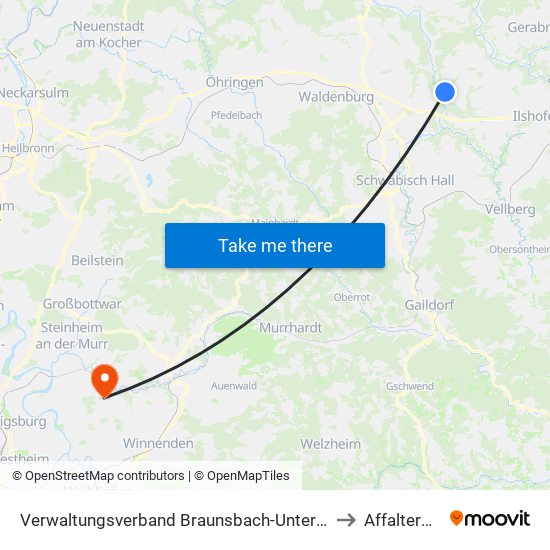 Verwaltungsverband Braunsbach-Untermünkheim to Affalterbach map