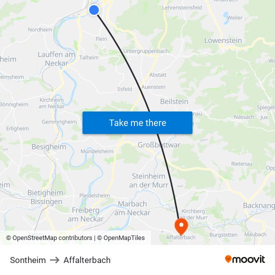 Sontheim to Affalterbach map