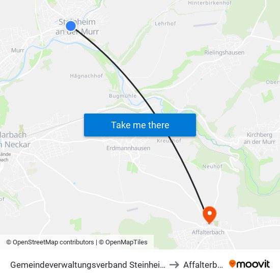 Gemeindeverwaltungsverband Steinheim-Murr to Affalterbach map