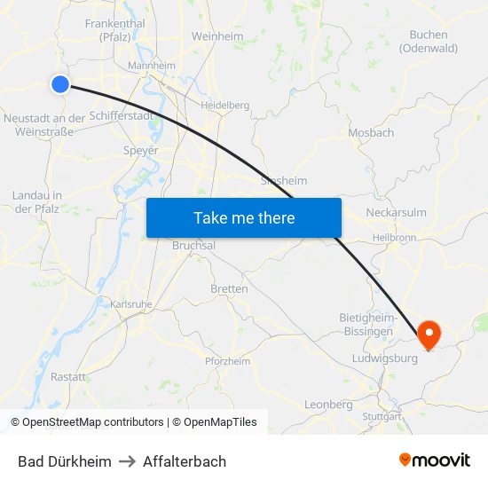 Bad Dürkheim to Affalterbach map