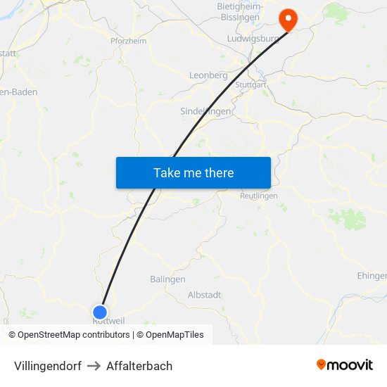 Villingendorf to Affalterbach map