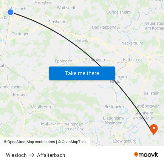 Wiesloch to Affalterbach map