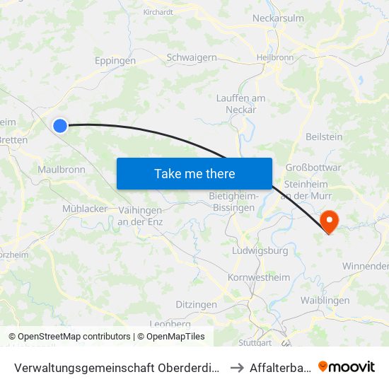 Verwaltungsgemeinschaft Oberderdingen to Affalterbach map