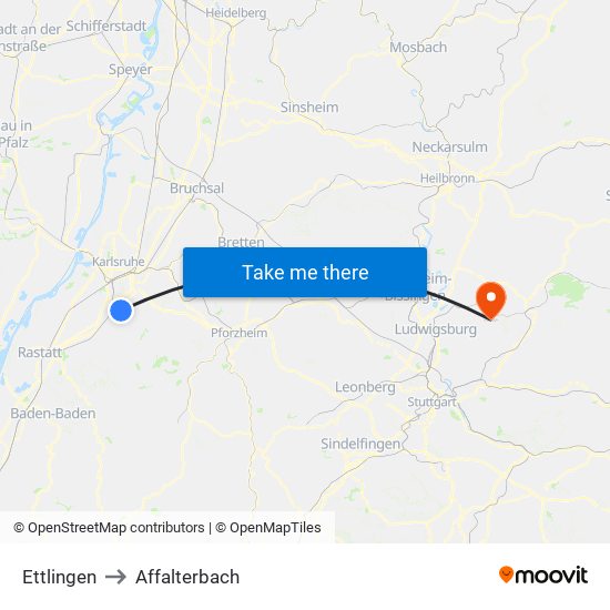 Ettlingen to Affalterbach map