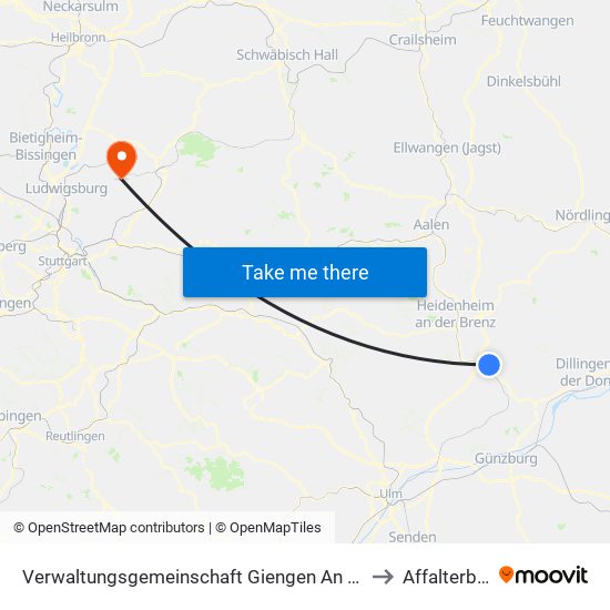 Verwaltungsgemeinschaft Giengen An Der Brenz to Affalterbach map
