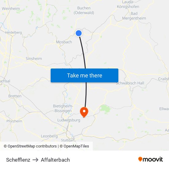 Schefflenz to Affalterbach map