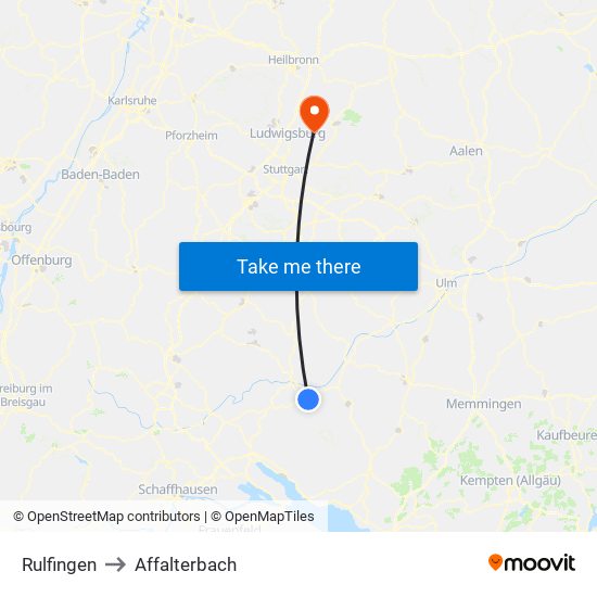 Rulfingen to Affalterbach map