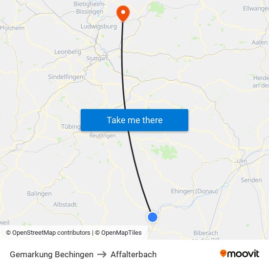 Gemarkung Bechingen to Affalterbach map