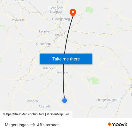 Mägerkingen to Affalterbach map